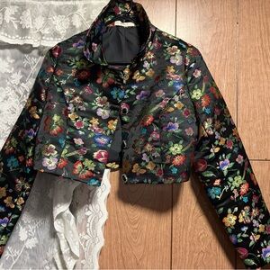 Floral Black Cropped Jacket